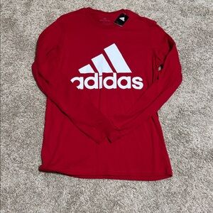 Small Men’s Adidas Logo Red/White Long Sleeve Shirt NWT